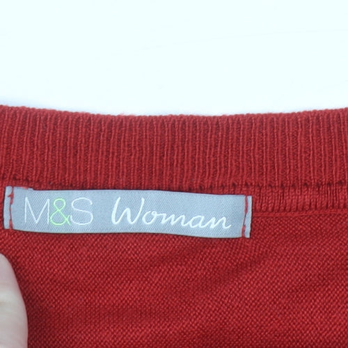 Marks and Spencer Women Red Size 20 Acrylic Crew Neck Jumper