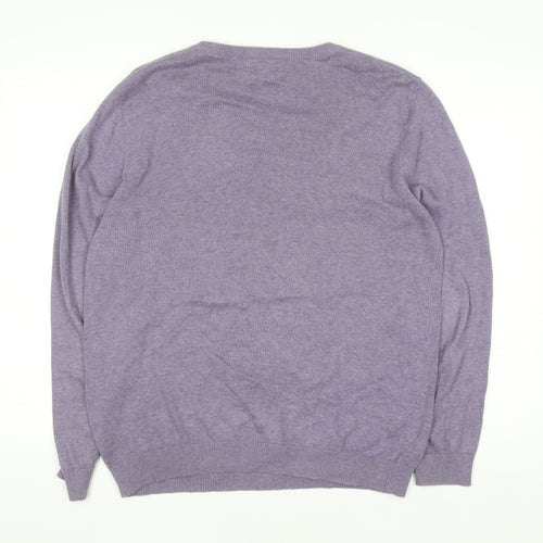 Tu Women Purple V-Neck Jumper 100% Cotton Size M