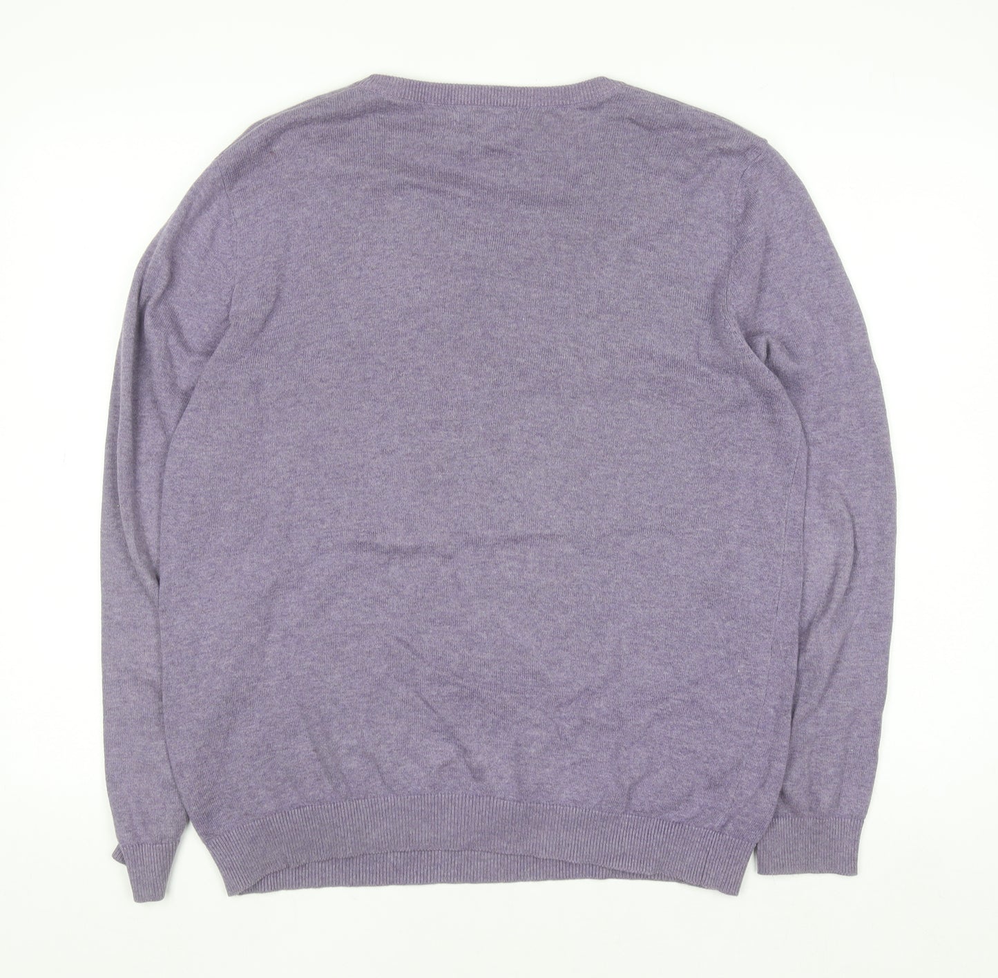Tu Women Purple V-Neck Jumper 100% Cotton Size M