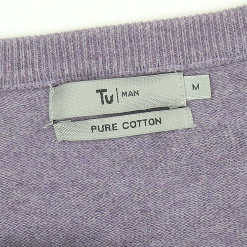 Tu Women Purple V-Neck Jumper 100% Cotton Size M