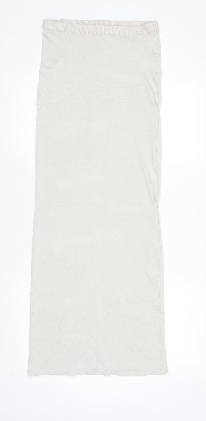 PrettyLittleThing Womens Beige Long Pencil Knit Skirt Size S