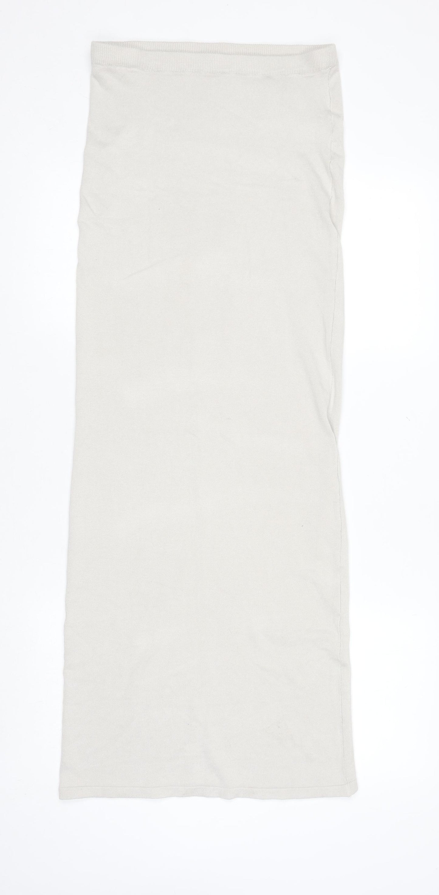 PrettyLittleThing Womens Beige Long Pencil Knit Skirt Size S