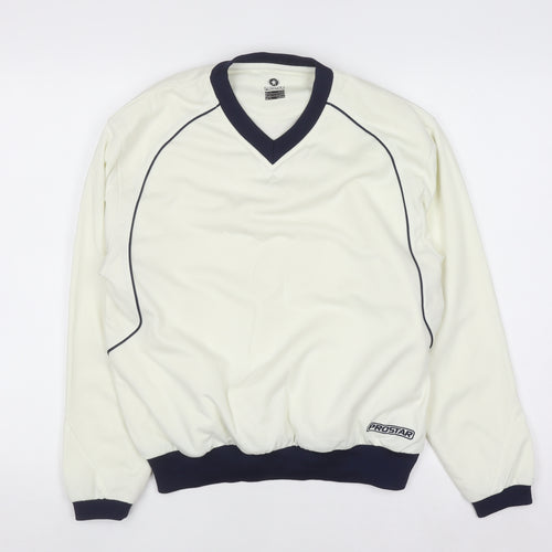 Prostar Teens Ivory V-Neck Long Sleeve Sweatshirt 30/32 Polyester Sportswear