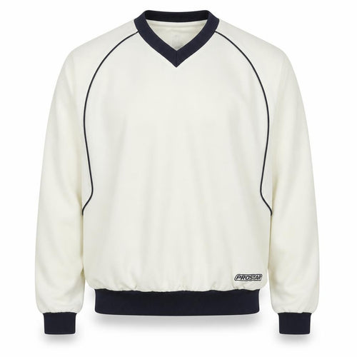 Prostar Teens Ivory V-Neck Long Sleeve Sweatshirt 30/32 Polyester Sportswear