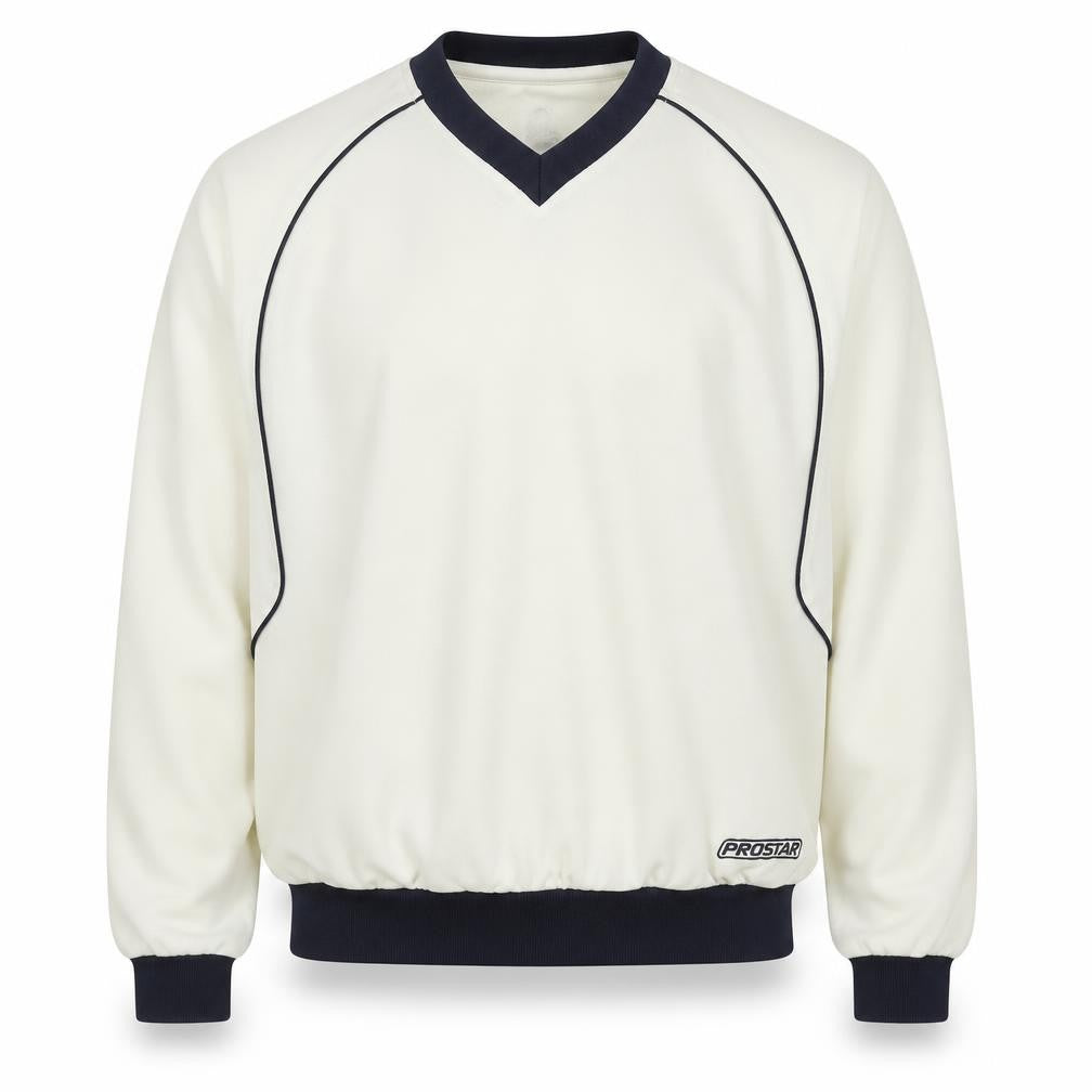 Prostar Teens Ivory V-Neck Long Sleeve Sweatshirt 30/32 Polyester Sportswear