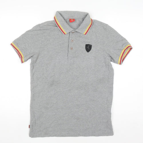 Ferrari Men’s Grey Polo Shirt M Short Sleeve Cotton Logo Racing