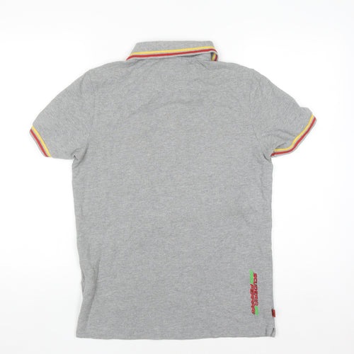 Ferrari Men’s Grey Polo Shirt M Short Sleeve Cotton Logo Racing