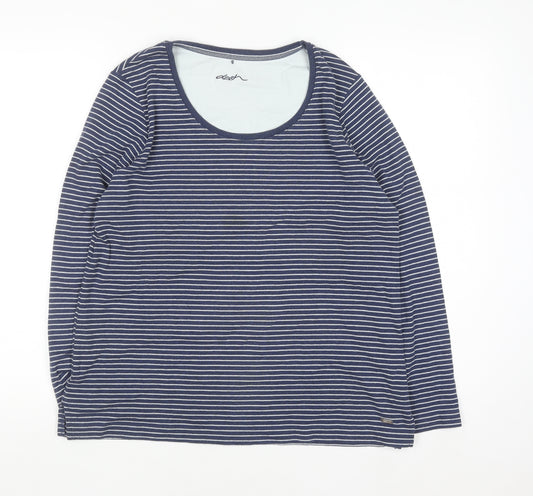 Dash Women’s Blue Striped Cotton Long Sleeve T-Shirt Size 16