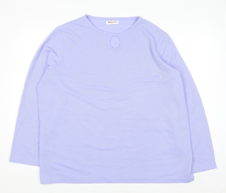 Bonmarché Women’s Purple Long Sleeve Keyhole Neck Jersey Top XL