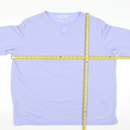 Bonmarché Women’s Purple Long Sleeve Keyhole Neck Jersey Top XL