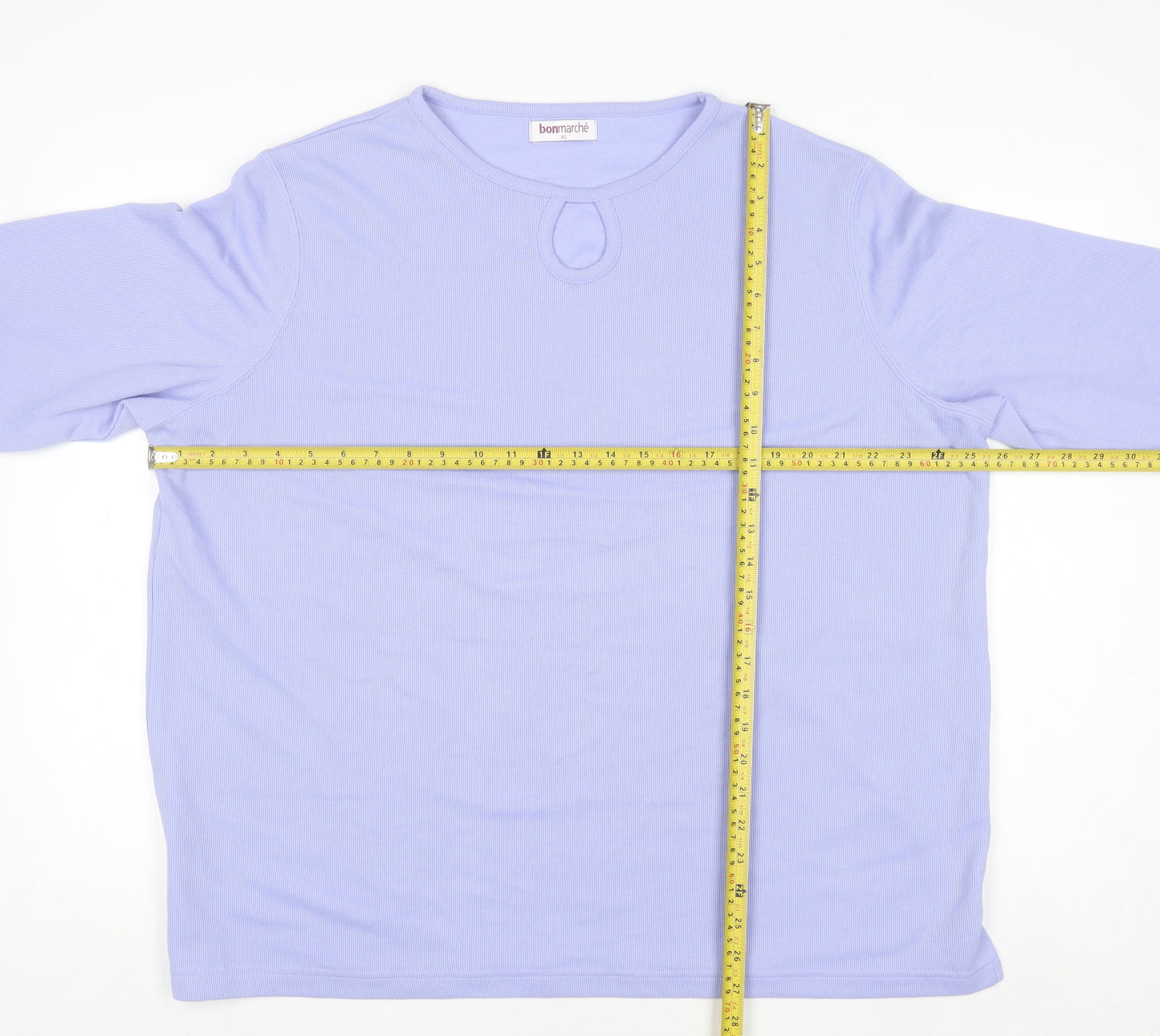 Bonmarché Women’s Purple Long Sleeve Keyhole Neck Jersey Top XL