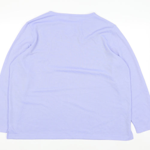 Bonmarché Women’s Purple Long Sleeve Keyhole Neck Jersey Top XL