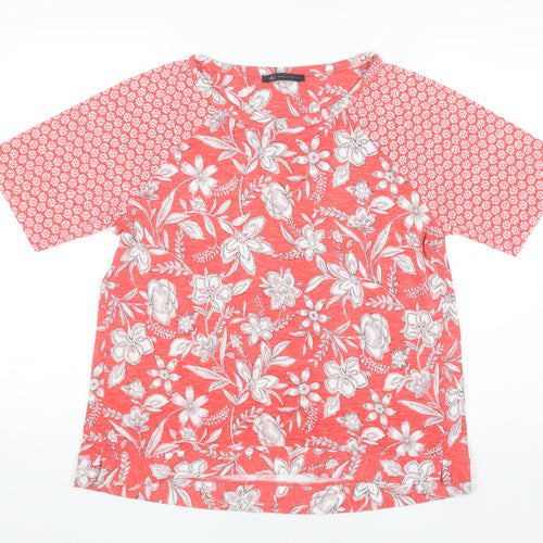 Marks and Spencer Women's Red Floral Raglan T-Shirt Size 14