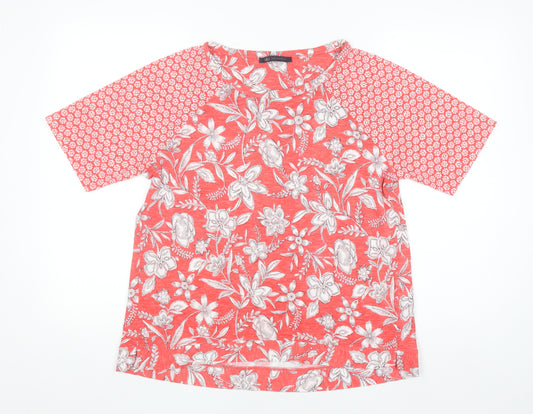 Marks and Spencer Women's Red Floral Raglan T-Shirt Size 14