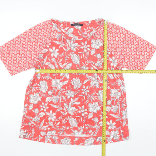 Marks and Spencer Women's Red Floral Raglan T-Shirt Size 14