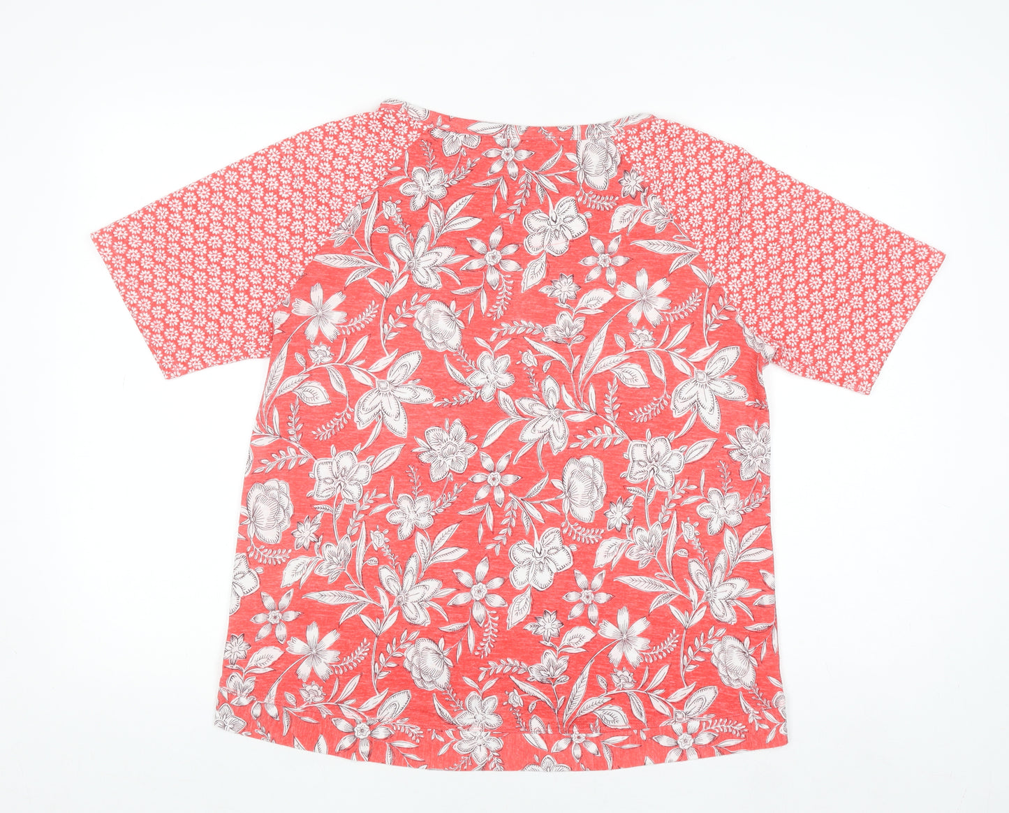 Marks and Spencer Women's Red Floral Raglan T-Shirt Size 14