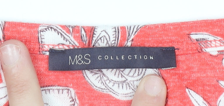 Marks and Spencer Women's Red Floral Raglan T-Shirt Size 14
