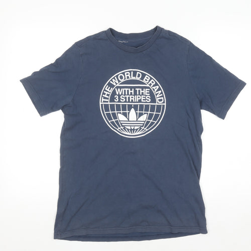 Adidas Boys Navy Blue Graphic Short Sleeve Crew Neck T-Shirt 13-14 Years