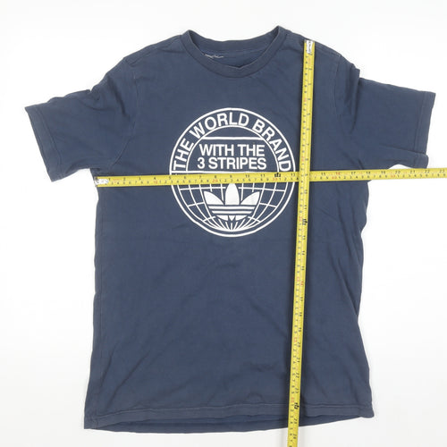 Adidas Boys Navy Blue Graphic Short Sleeve Crew Neck T-Shirt 13-14 Years