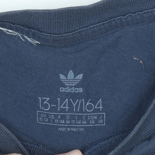 Adidas Boys Navy Blue Graphic Short Sleeve Crew Neck T-Shirt 13-14 Years