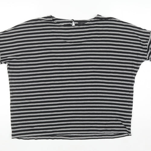 Marks and Spencer Women Black Striped Jersey T-Shirt Size 16