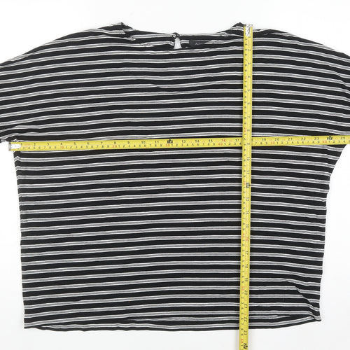 Marks and Spencer Women Black Striped Jersey T-Shirt Size 16