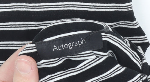 Marks and Spencer Women Black Striped Jersey T-Shirt Size 16