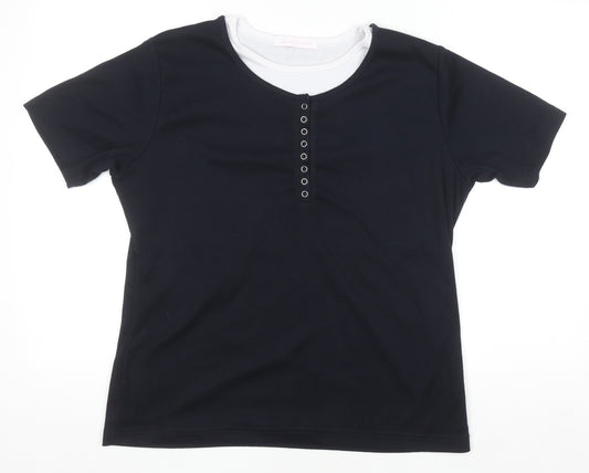 Casual Comfort Women’s Black Short Sleeve Scoop Neck T-Shirt Size 18