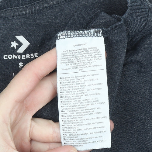 Converse Men's Blue Long Sleeve Crew Neck Casual Top Size S