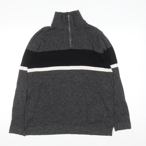 H&M Men's Grey Half Zip Knit Sweatshirt Size M Regular Fit