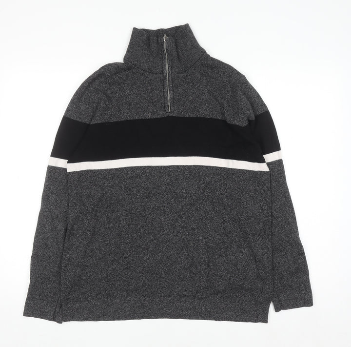 H&M Men's Grey Half Zip Knit Sweatshirt Size M Regular Fit