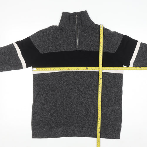 H&M Men's Grey Half Zip Knit Sweatshirt Size M Regular Fit
