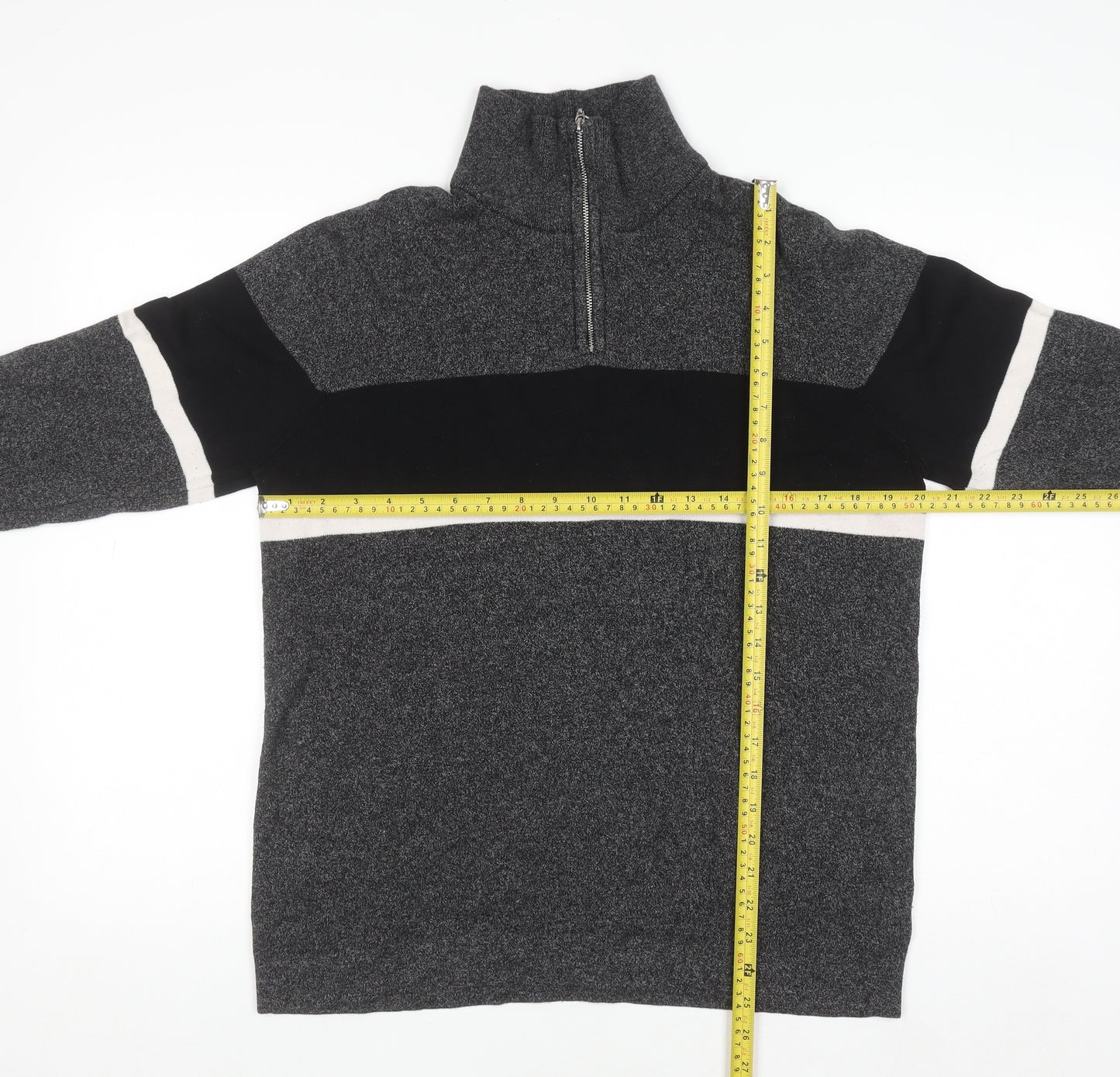 H&M Men's Grey Half Zip Knit Sweatshirt Size M Regular Fit