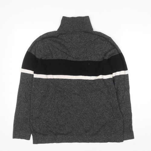 H&M Men's Grey Half Zip Knit Sweatshirt Size M Regular Fit