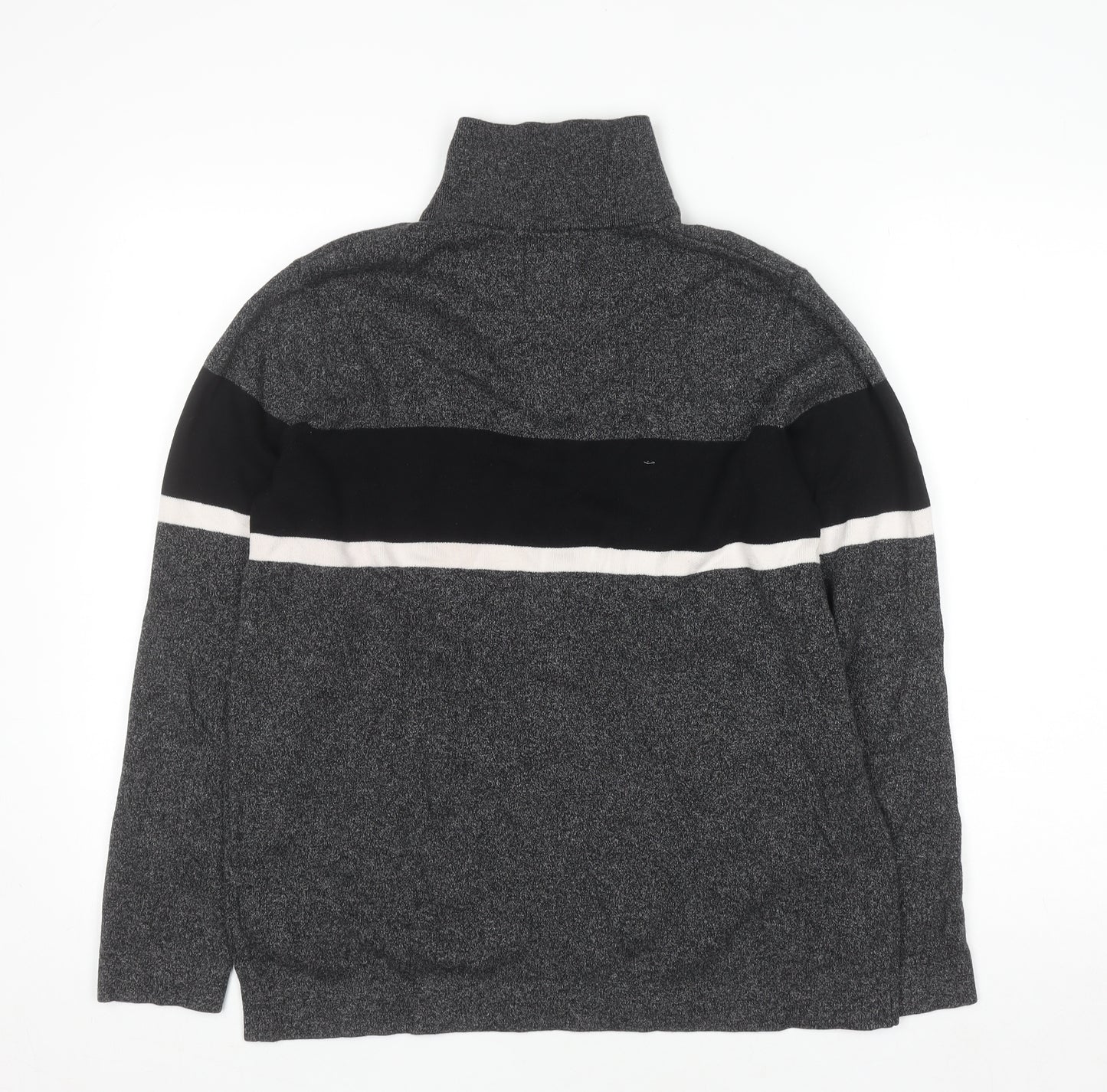 H&M Men's Grey Half Zip Knit Sweatshirt Size M Regular Fit