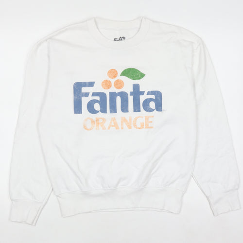 Fanta White XS Women's Graphic Crew Neck Pullover Sweatshirt