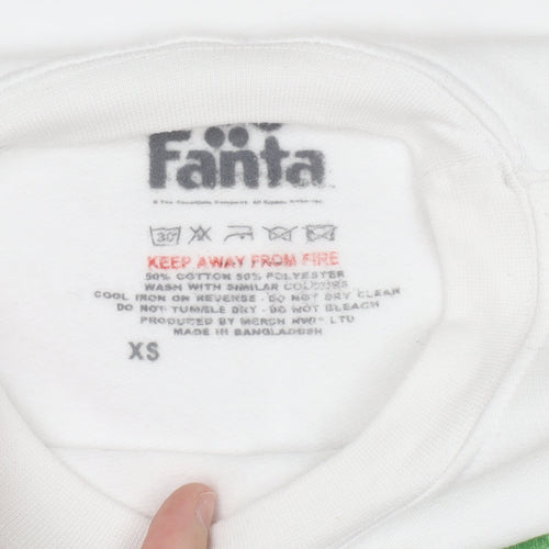 Fanta White XS Women's Graphic Crew Neck Pullover Sweatshirt