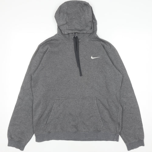 Nike Men's Grey Pullover Hoodie M Regular Fleece Sportswear