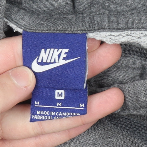 Nike Men's Grey Pullover Hoodie M Regular Fleece Sportswear