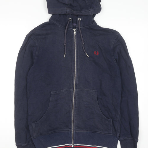 Fred Perry Men's Blue Full Zip Hoodie Size S Cotton Classic