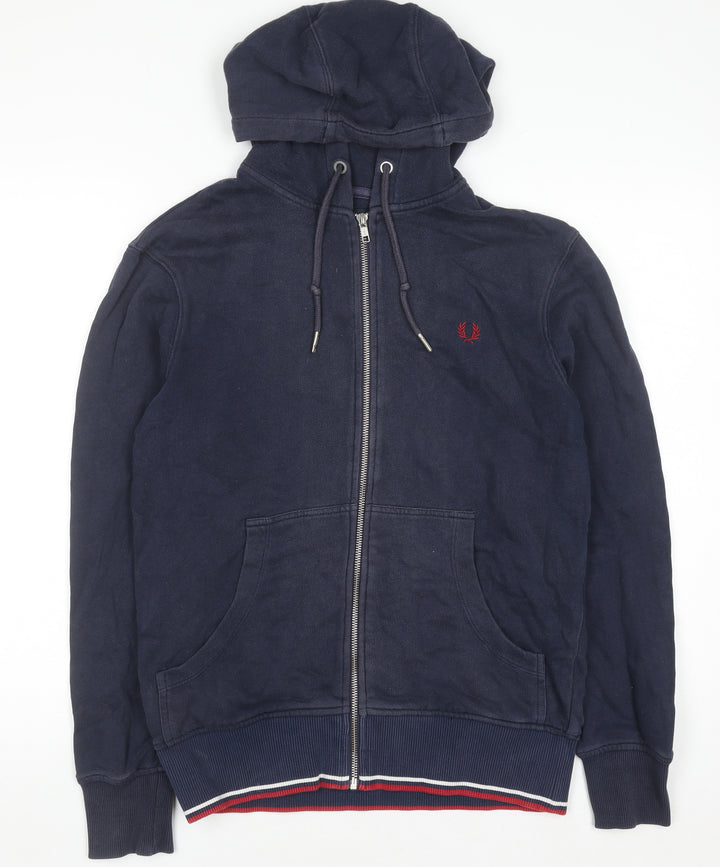 Fred Perry Men's Blue Full Zip Hoodie Size S Cotton Classic