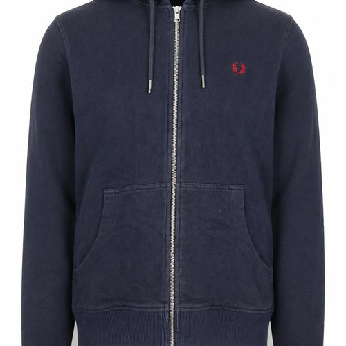 Fred Perry Men's Blue Full Zip Hoodie Size S Cotton Classic