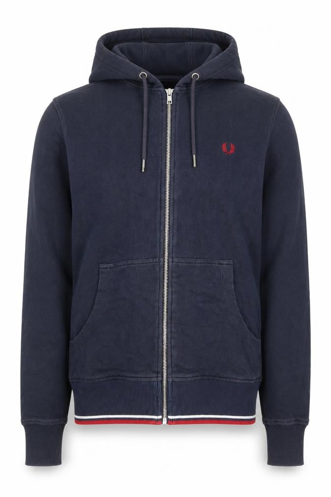 Fred Perry Men's Blue Full Zip Hoodie Size S Cotton Classic