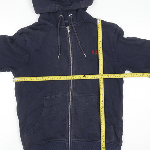 Fred Perry Men's Blue Full Zip Hoodie Size S Cotton Classic