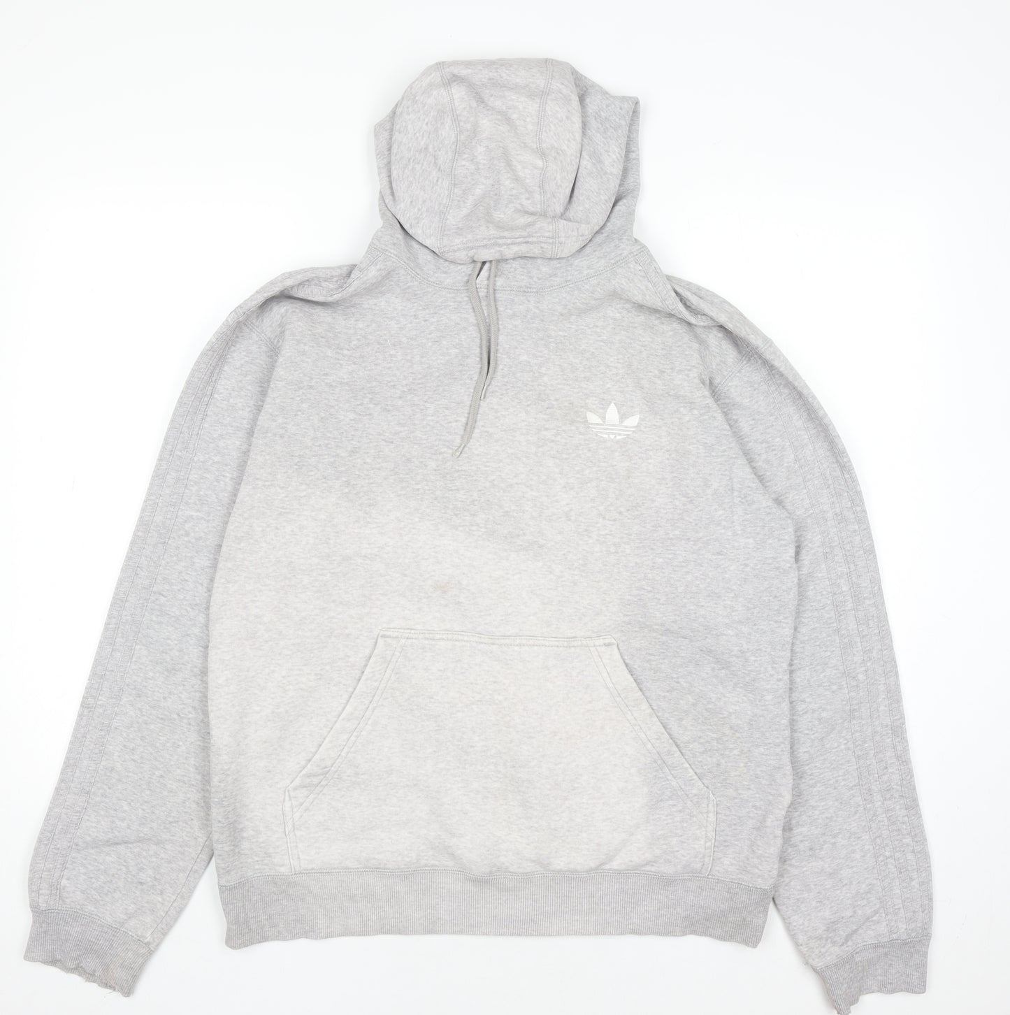 Adidas Men's Grey Pullover Hoodie Medium Logo Fleece Sweatshirt