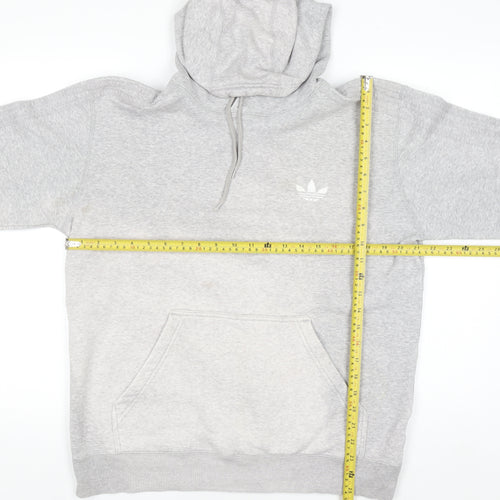 Adidas Men's Grey Pullover Hoodie Medium Logo Fleece Sweatshirt