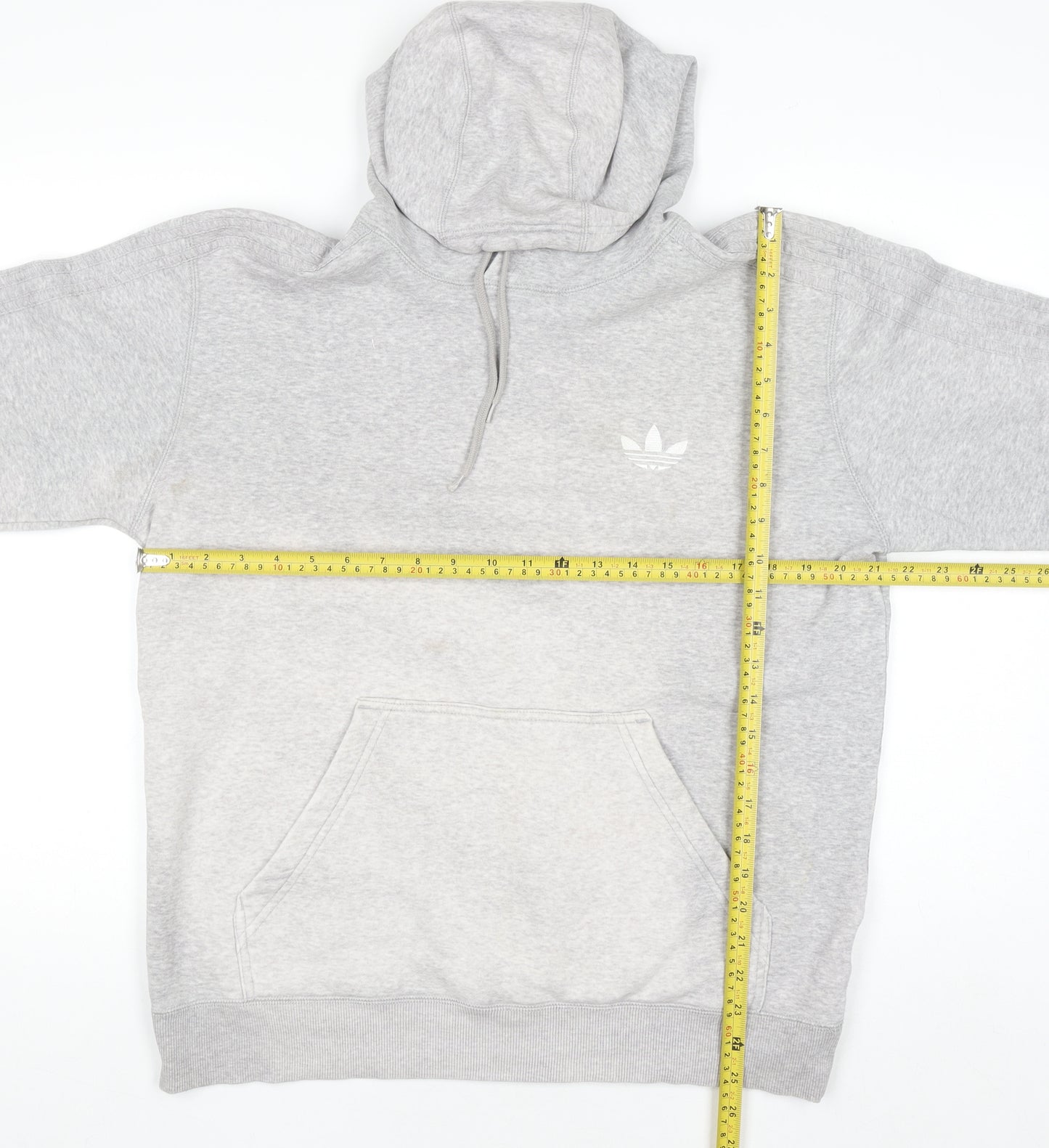 Adidas Men's Grey Pullover Hoodie Medium Logo Fleece Sweatshirt