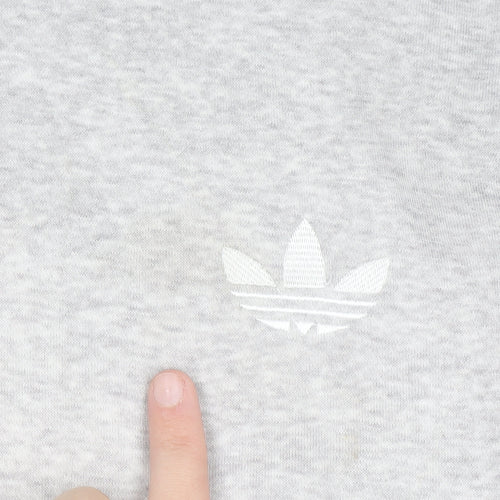 Adidas Men's Grey Pullover Hoodie Medium Logo Fleece Sweatshirt