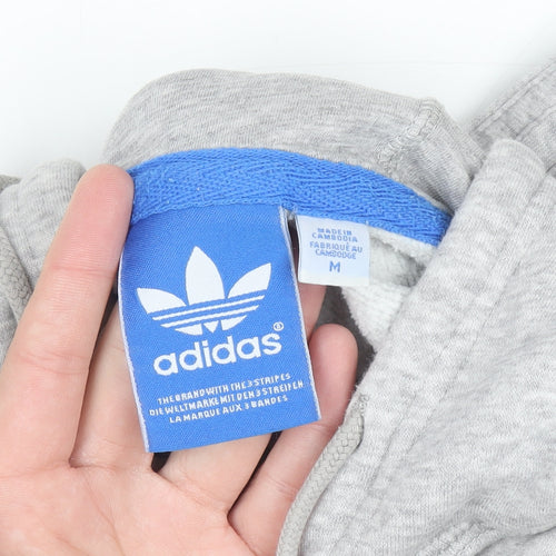 Adidas Men's Grey Pullover Hoodie Medium Logo Fleece Sweatshirt