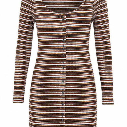 Topshop Women’s Multicoloured Striped Bodycon Dress UK 10 Long Sleeve